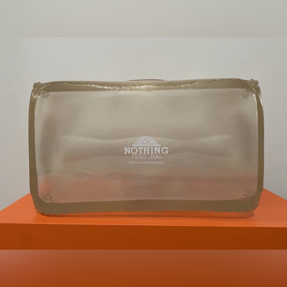 NEW: NOTHING PERSONAL BIRKIN HANDBAG/ Frosted Resin Flower Vase Clear - Picture 4 of 7